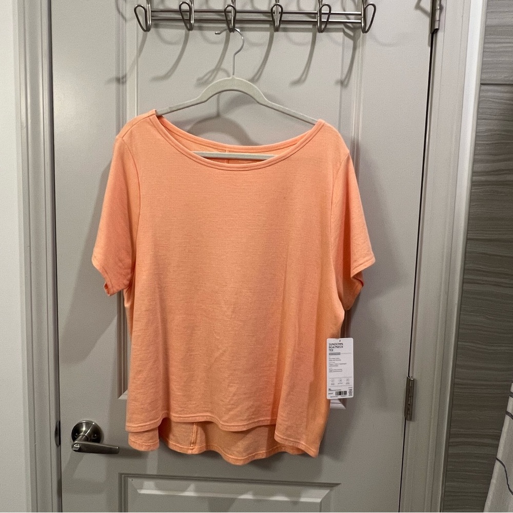 Athleta 🧡 Sundown Boatneck Tee Womens XL NWT